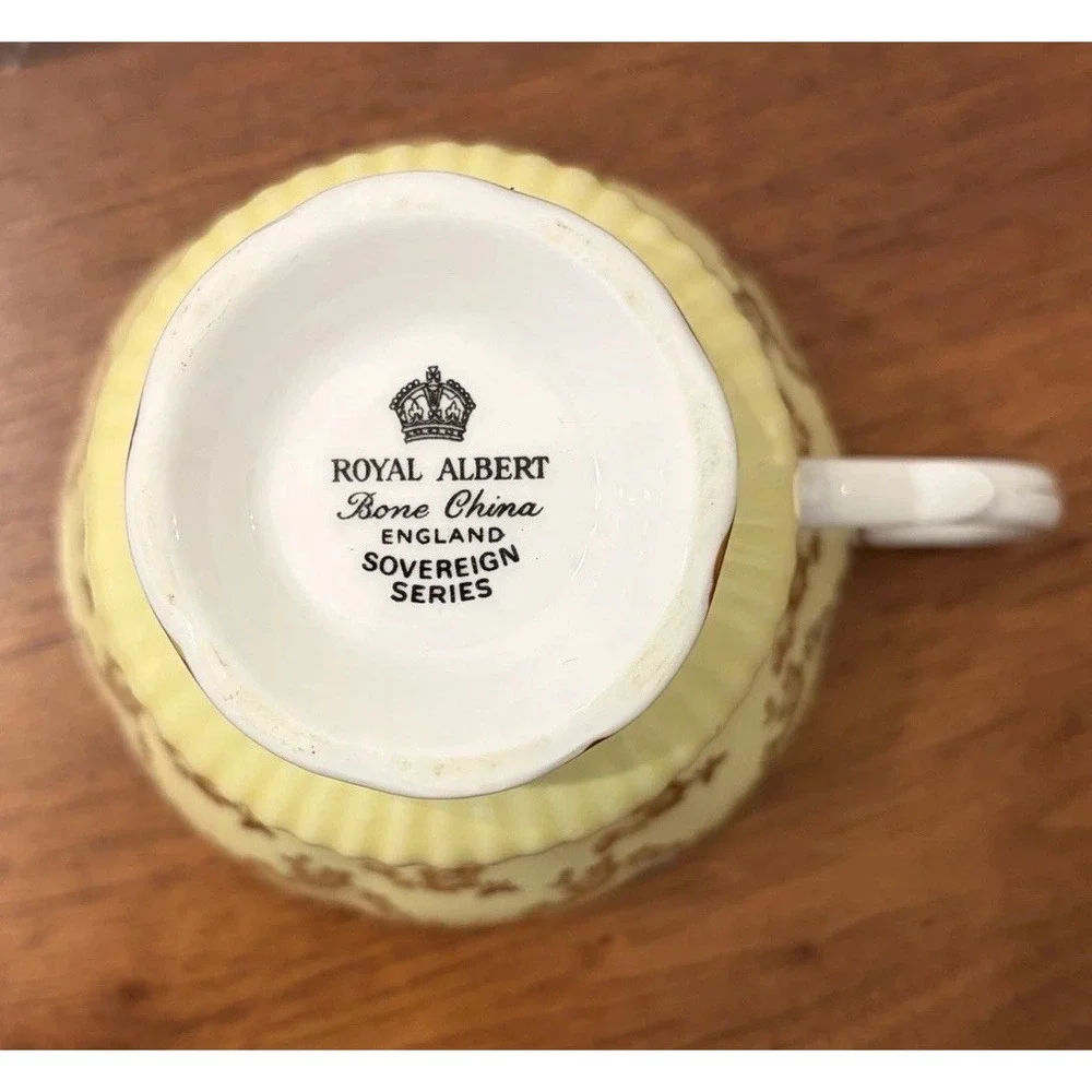 Royal Albert Sovereign Series Tea Cup and Saucer Set Yellow Gold Bone China